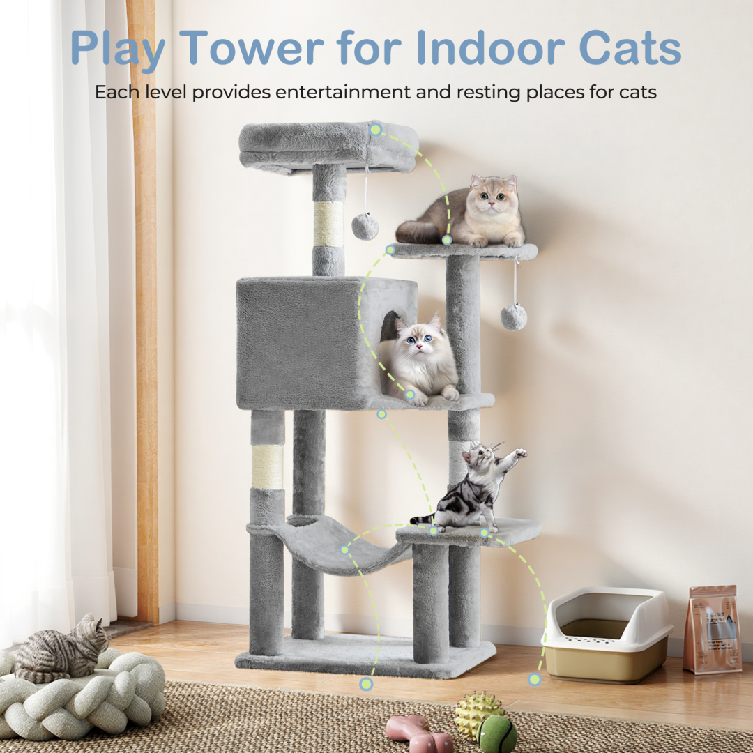 44-Inch Cat Tree Tower with Scratching Posts