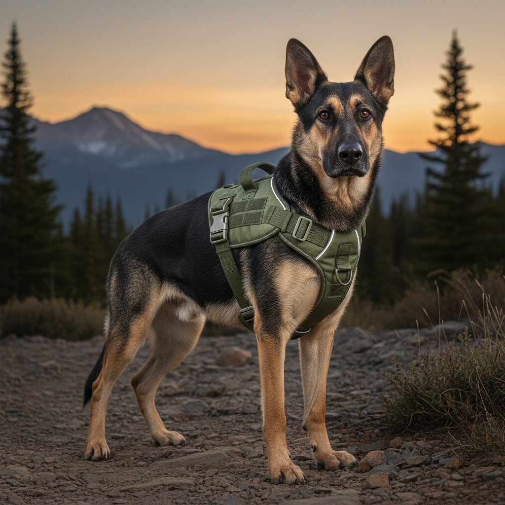 Adjustable Tactical Dog Harness with Metal Buckles