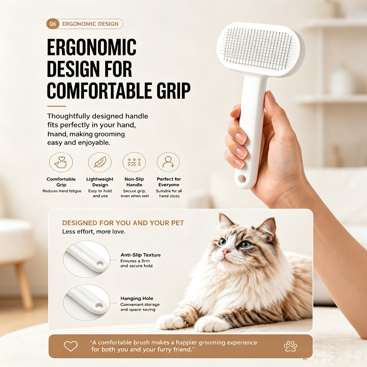 Self-Cleaning Pet Slicker Brush for Dogs and Cats — view 6