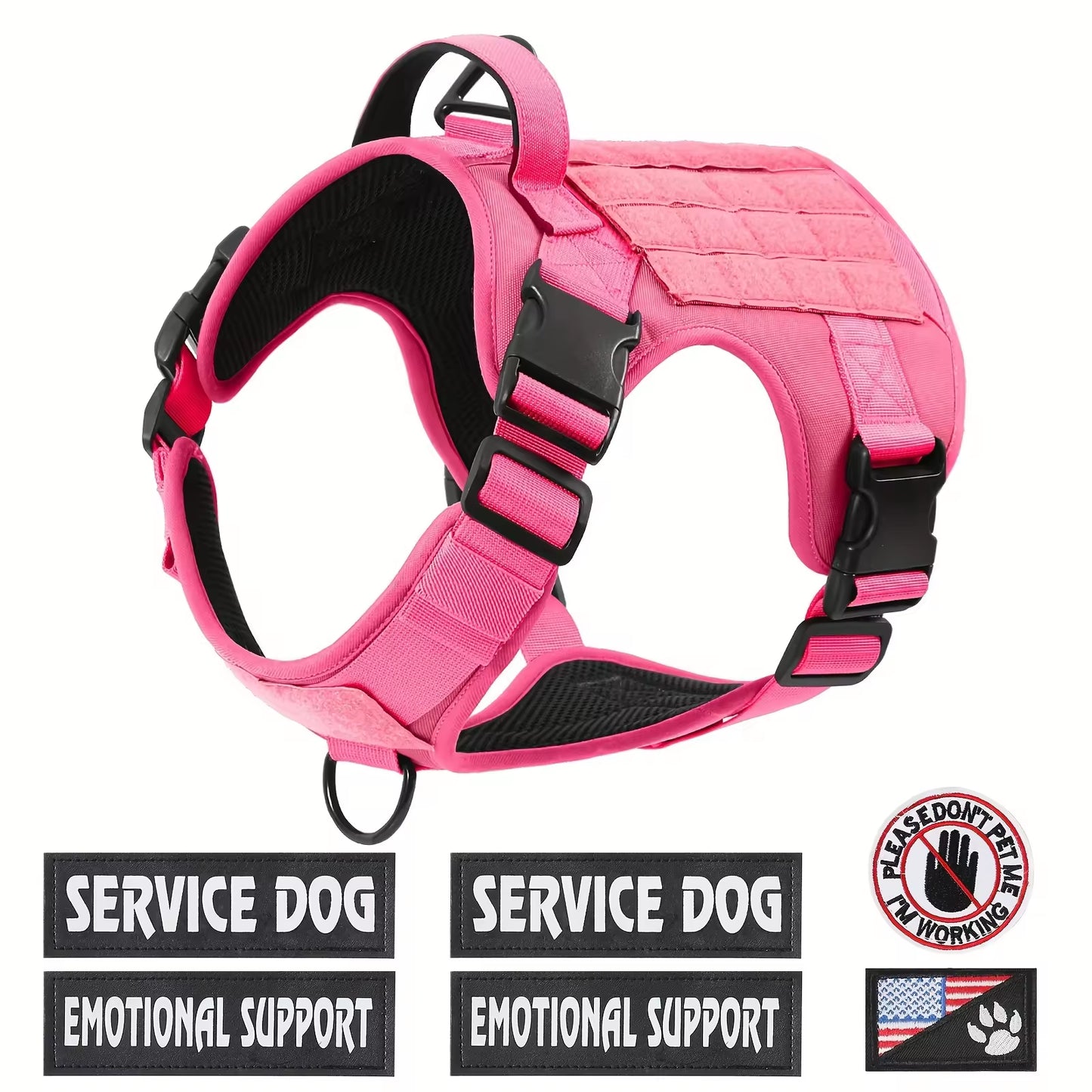 Adjustable Tactical Dog Harness with Metal Buckles
