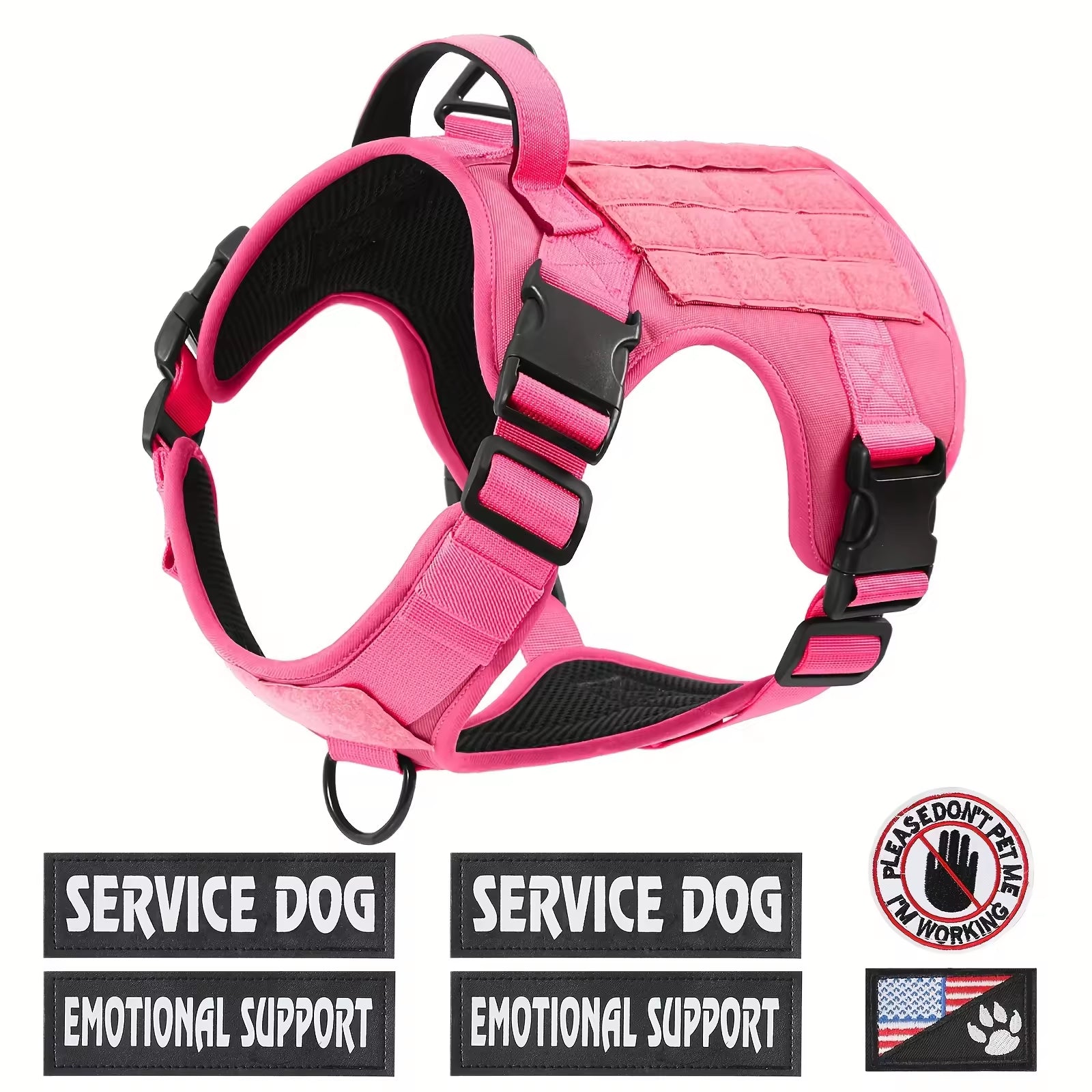 Adjustable Tactical Dog Harness with Metal Buckles