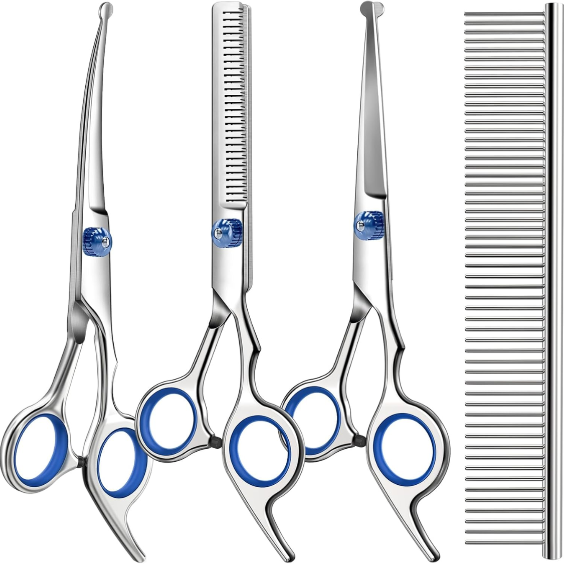 4-in-1 Pet Grooming Scissors Kit with Safety Tips