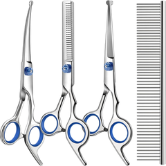 4-in-1 Pet Grooming Scissors Kit with Safety Tips
