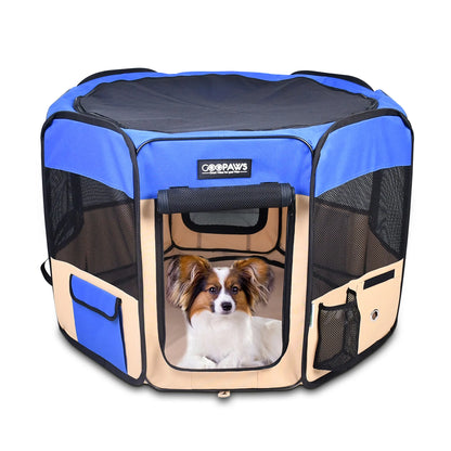 Cozy Foldable Dog Playpen for Puppies and Cats, Portable Soft Pet Exercise Pen with 8 Panels, Travel Pet Kennel with Carrying Bag — view 2