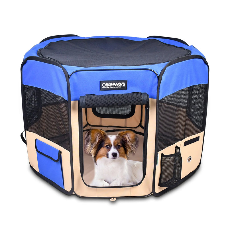 Cozy Foldable Dog Playpen for Puppies and Cats, Portable Soft Pet Exercise Pen with 8 Panels, Travel Pet Kennel with Carrying Bag — view 2