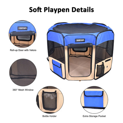 Cozy Foldable Dog Playpen for Puppies and Cats, Portable Soft Pet Exercise Pen with 8 Panels, Travel Pet Kennel with Carrying Bag — view 3