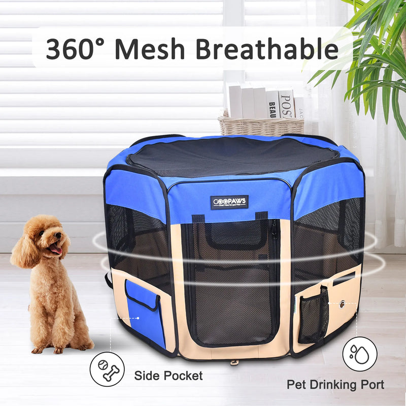 Cozy Foldable Dog Playpen for Puppies and Cats, Portable Soft Pet Exercise Pen with 8 Panels, Travel Pet Kennel with Carrying Bag — view 5