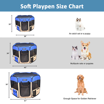 Cozy Foldable Dog Playpen for Puppies and Cats, Portable Soft Pet Exercise Pen with 8 Panels, Travel Pet Kennel with Carrying Bag — view 6