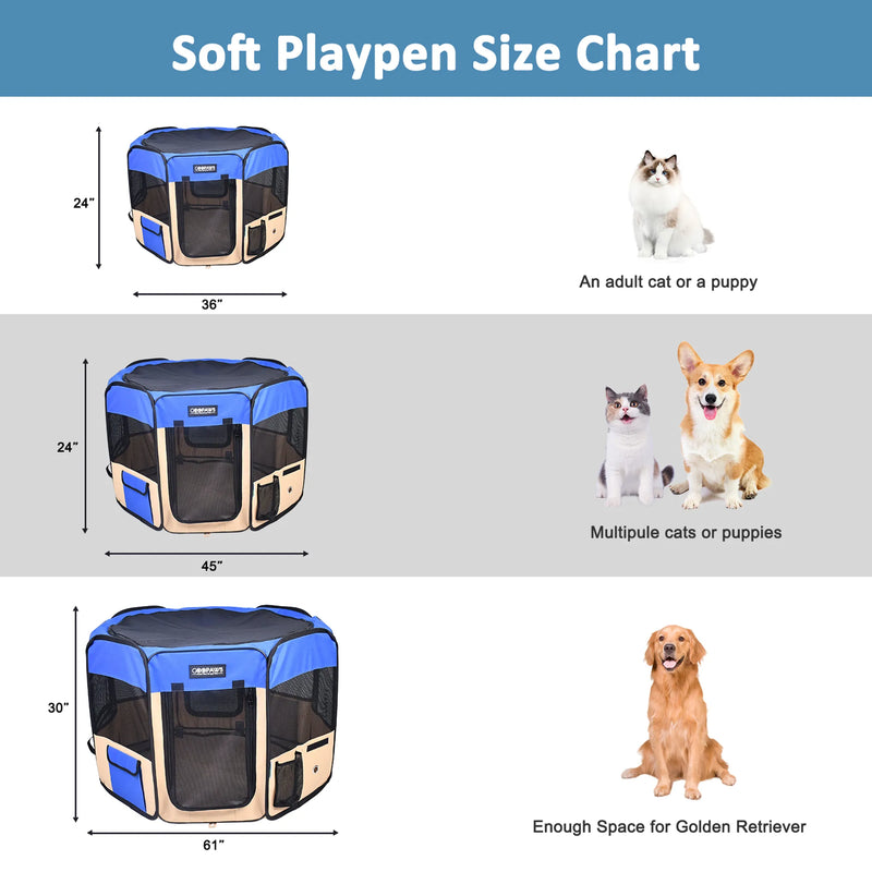 Cozy Foldable Dog Playpen for Puppies and Cats, Portable Soft Pet Exercise Pen with 8 Panels, Travel Pet Kennel with Carrying Bag — view 6