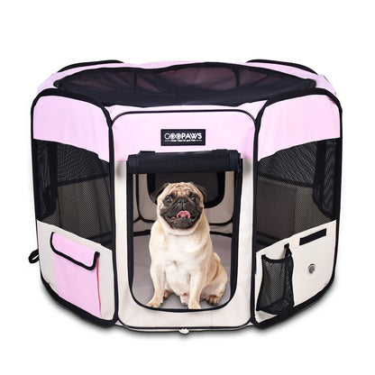 Cozy Foldable Dog Playpen for Puppies and Cats, Portable Soft Pet Exercise Pen with 8 Panels, Travel Pet Kennel with Carrying Bag — view 8