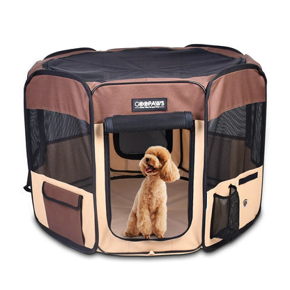 Cozy Foldable Dog Playpen for Puppies and Cats, Portable Soft Pet Exercise Pen with 8 Panels, Travel Pet Kennel with Carrying Bag — view 9