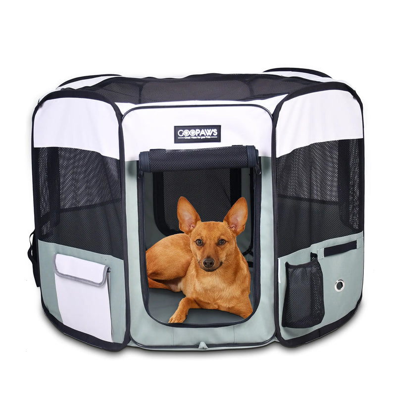 Cozy Foldable Dog Playpen for Puppies and Cats, Portable Soft Pet Exercise Pen with 8 Panels, Travel Pet Kennel with Carrying Bag — view 10