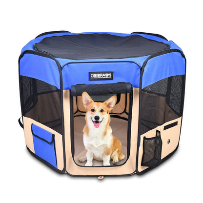 Cozy Foldable Dog Playpen for Puppies and Cats, Portable Soft Pet Exercise Pen with 8 Panels, Travel Pet Kennel with Carrying Bag — view 11