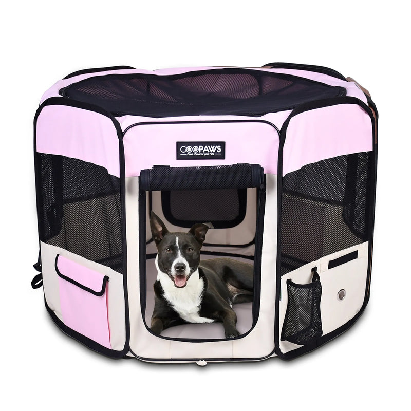Cozy Foldable Dog Playpen for Puppies and Cats, Portable Soft Pet Exercise Pen with 8 Panels, Travel Pet Kennel with Carrying Bag — view 12