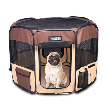 JESPET Portable Soft Dog Playpen for Puppies and Cats, 8-Panel Foldable Exercise Pen with Carry Bag, 36-61 in