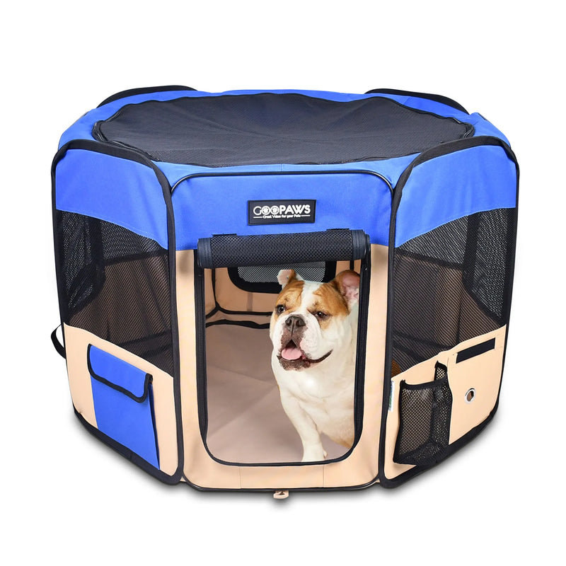 JESPET Portable Soft Dog Playpen for Puppies and Cats, 8-Panel Foldable Exercise Pen with Carry Bag, 36-61 in