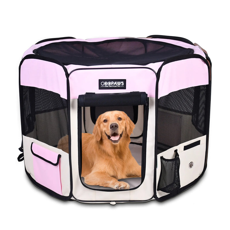 JESPET Portable Soft Dog Playpen for Puppies and Cats, 8-Panel Foldable Exercise Pen with Carry Bag, 36-61 in