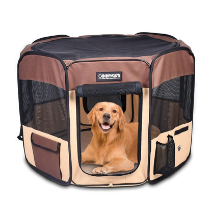 JESPET Portable Soft Dog Playpen for Puppies and Cats, 8-Panel Foldable Exercise Pen with Carry Bag, 36-61 in