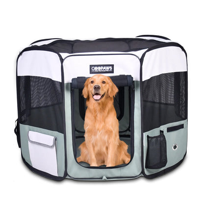 JESPET Portable Soft Dog Playpen for Puppies and Cats, 8-Panel Foldable Exercise Pen with Carry Bag, 36-61 in
