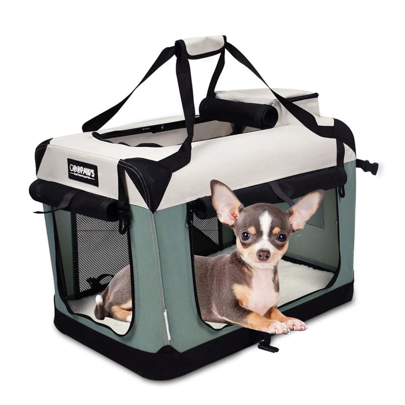Cozy Soft-Sided Dog Crate for Cats and Dogs, 3-Door Collapsible Pet Kennel, Foldable Steel Frame Pet Crate, Travel Kennel with Washable Cover — view 5