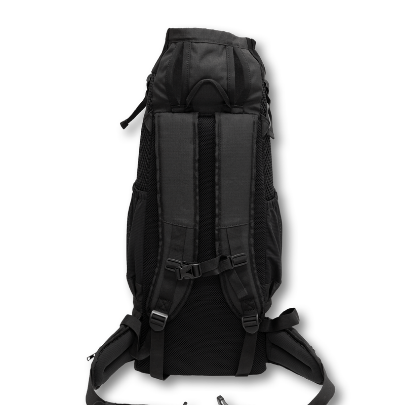 Back view of the Knavigate dog carrier backpack in Midnight Black, showing the shoulder straps and padded back panel