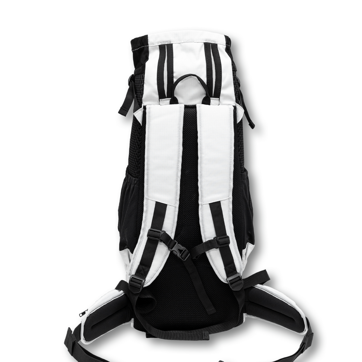 Back view of the Knavigate dog carrier backpack in Lunar Rock, showing the ergonomic shoulder straps and padded back panel