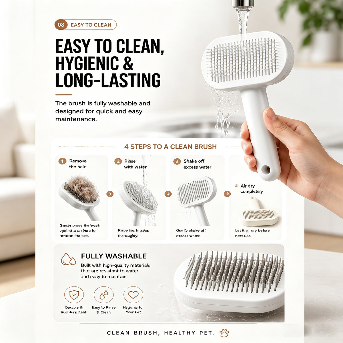 Self-Cleaning Pet Slicker Brush for Dogs and Cats — view 8
