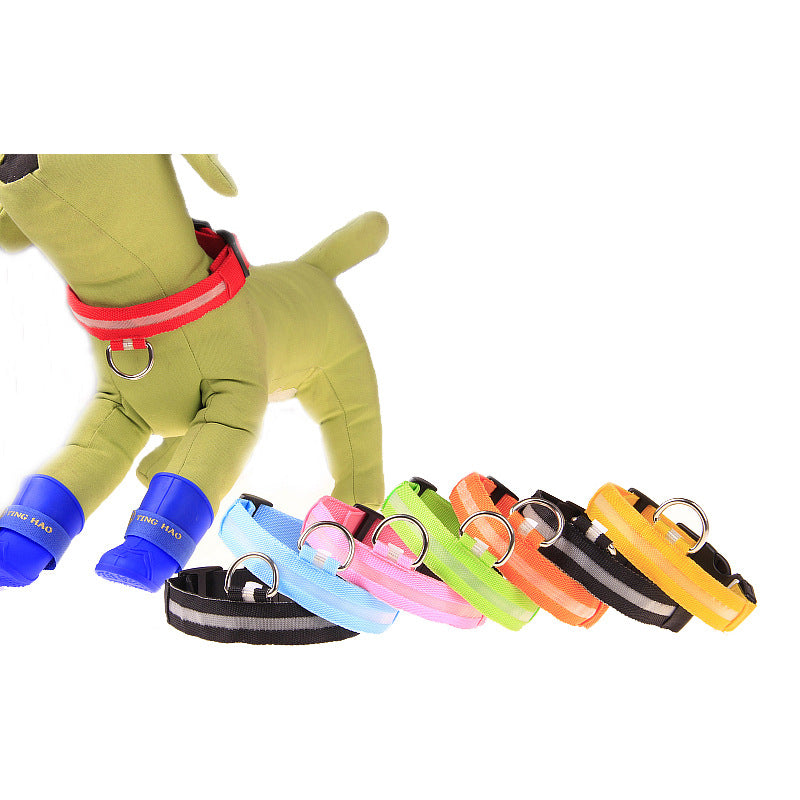 Red LED Light-Up Dog Collar for Night Walks (XXS)