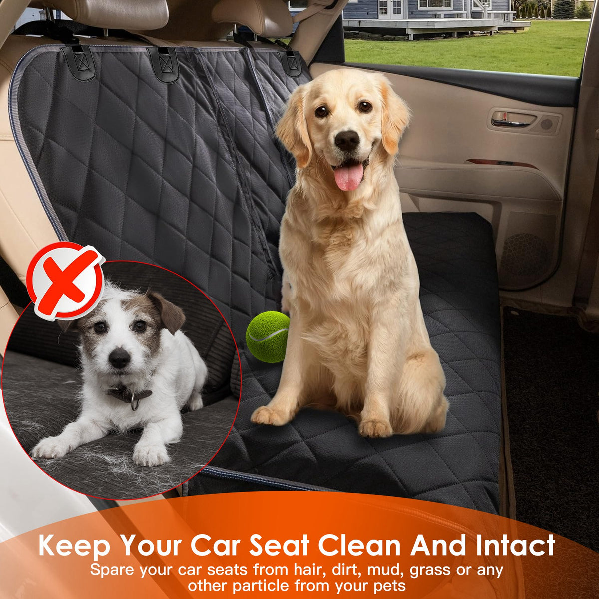 Waterproof Dog Car Seat Cover with Seat Belt — view 8