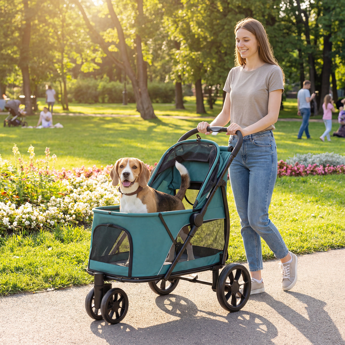 3-Wheel Pet Stroller with One-Click Quick Fold — view 3