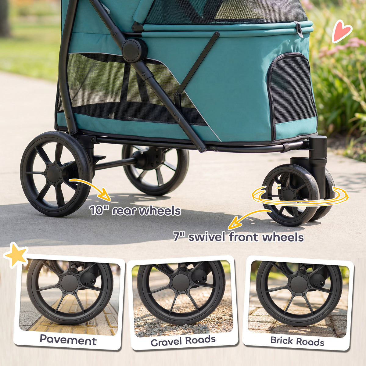 3-Wheel Pet Stroller with One-Click Quick Fold — view 7