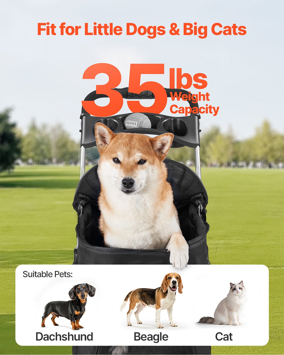 Foldable 4-Wheel Pet Stroller for Easy Dog and Cat Travel