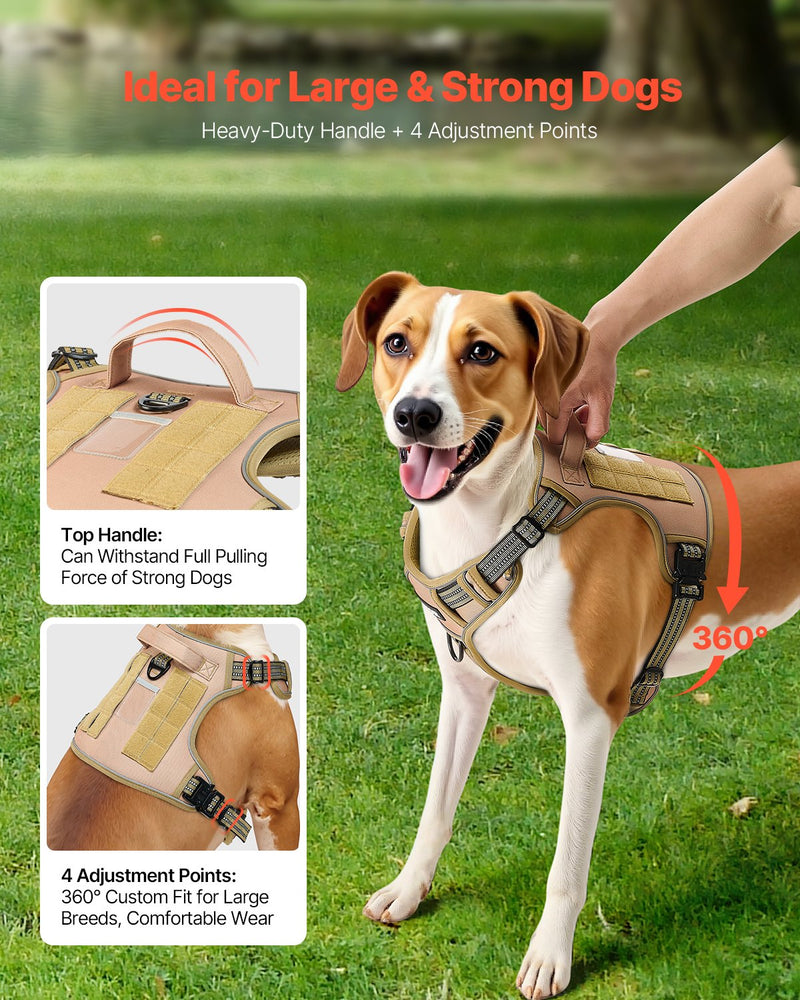 Adjustable No-Pull Tactical Dog Harness for Large Dogs