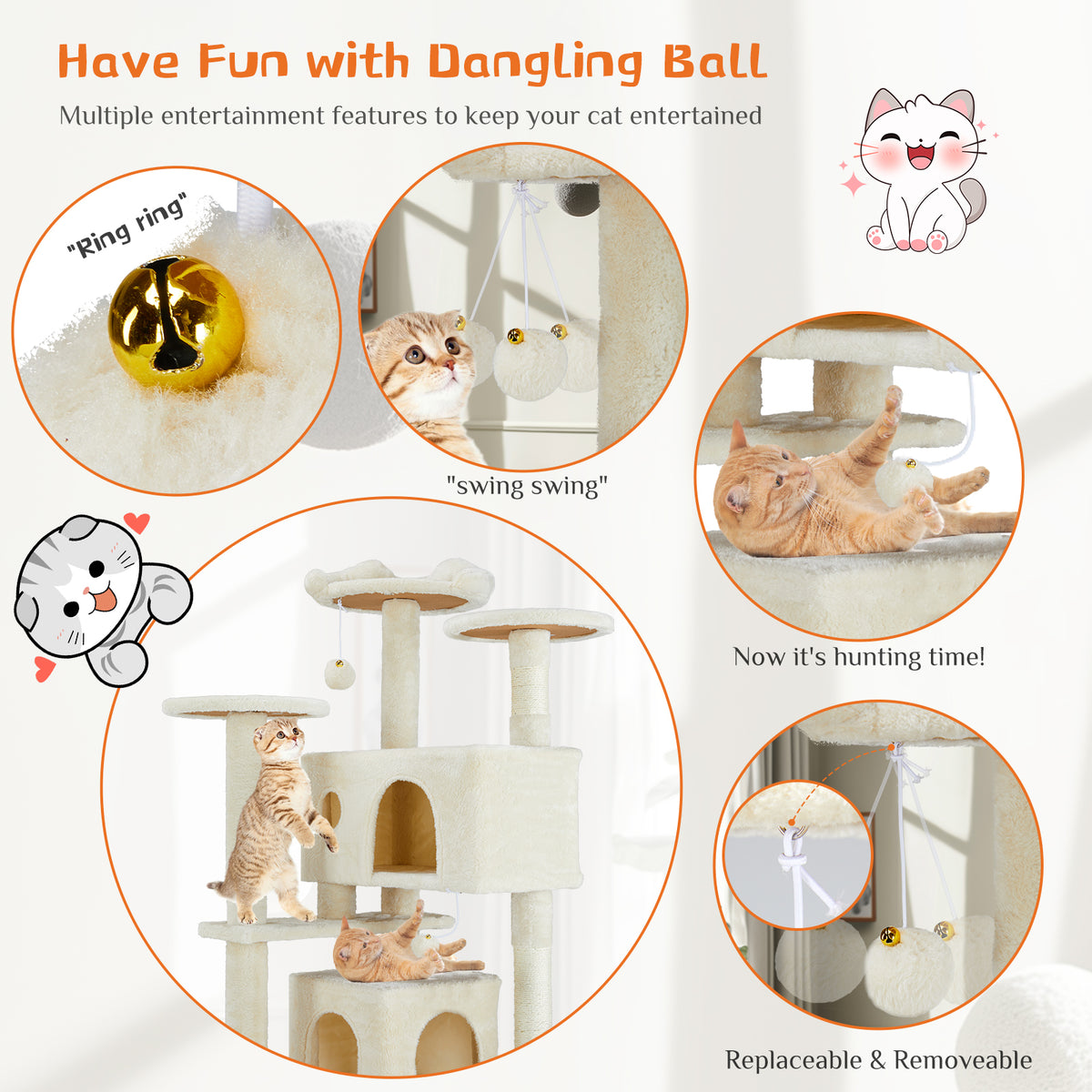 Multi-Level Cat Tree Tower with Scratching Condo