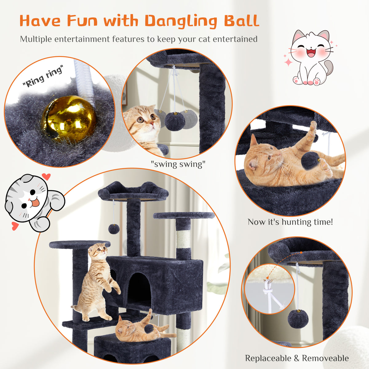Multi-Level Cat Tree Tower with Scratching Condo