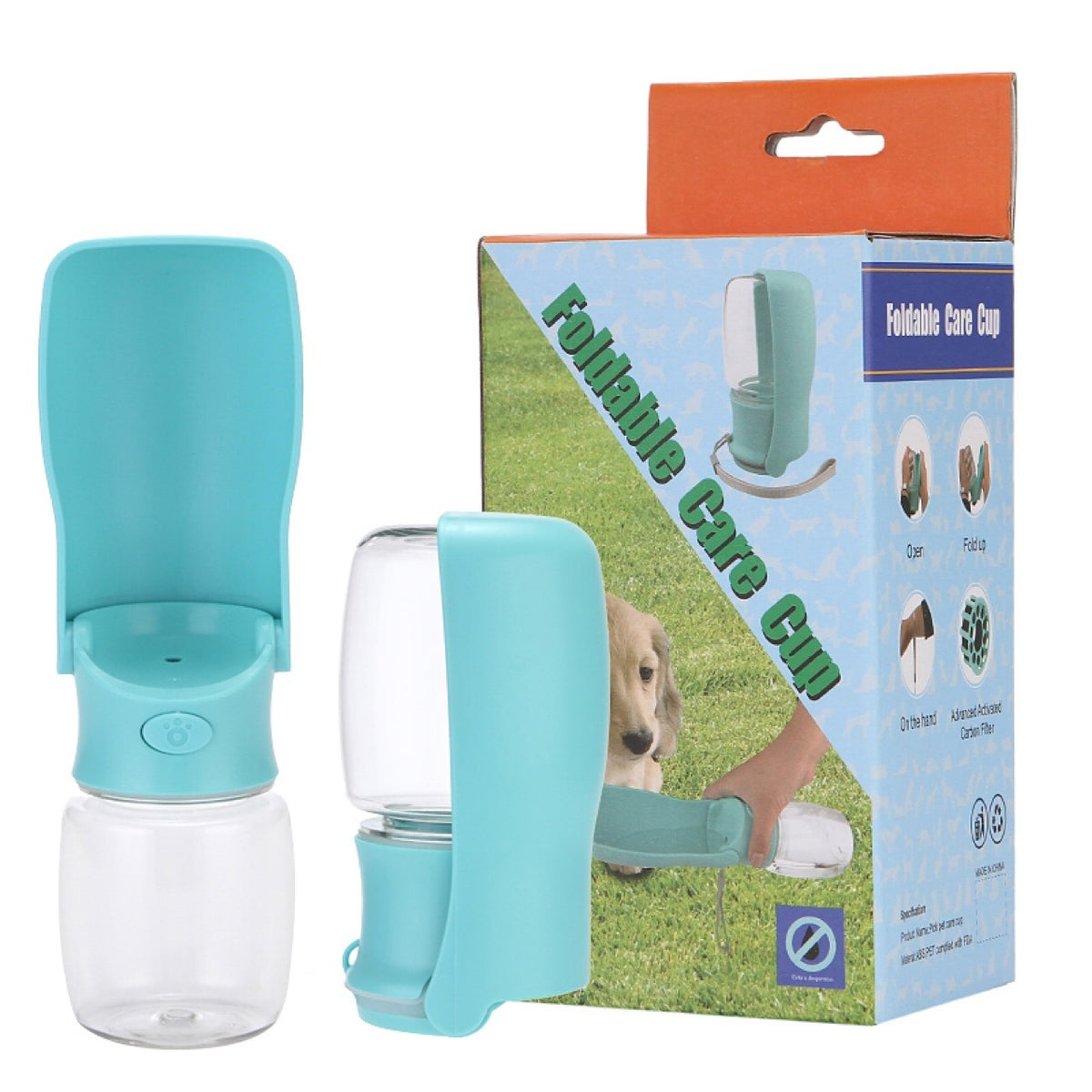 Foldable Dog Water Bottle - Portable 550ml Travel Cup