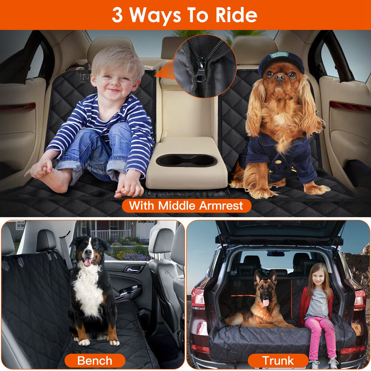 Waterproof Dog Car Seat Cover with Seat Belt — view 3