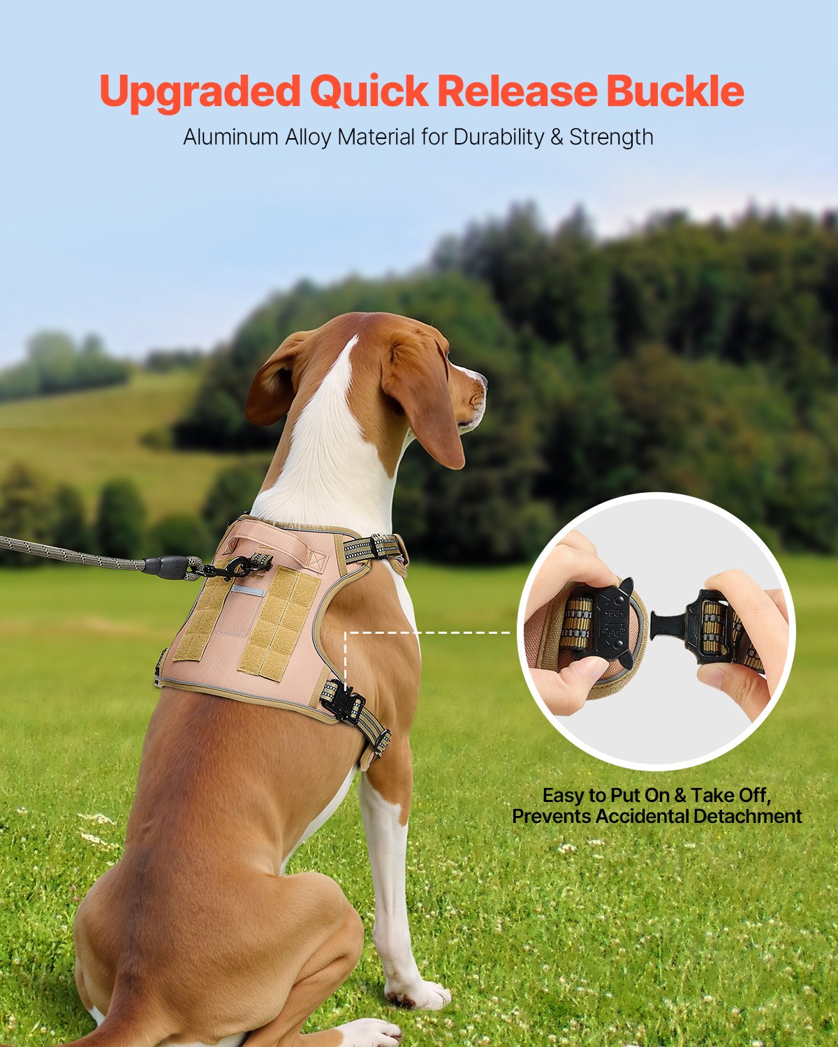 Adjustable No-Pull Tactical Dog Harness for Large Dogs