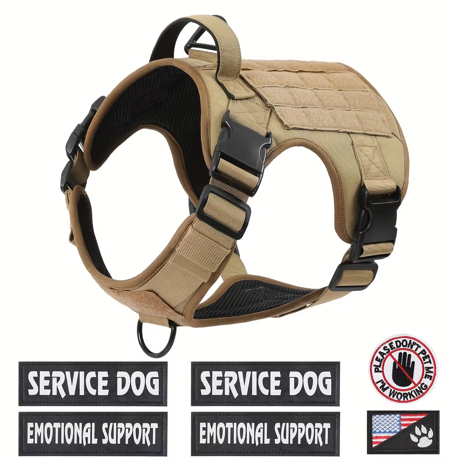 Adjustable Tactical Dog Harness with Metal Buckles