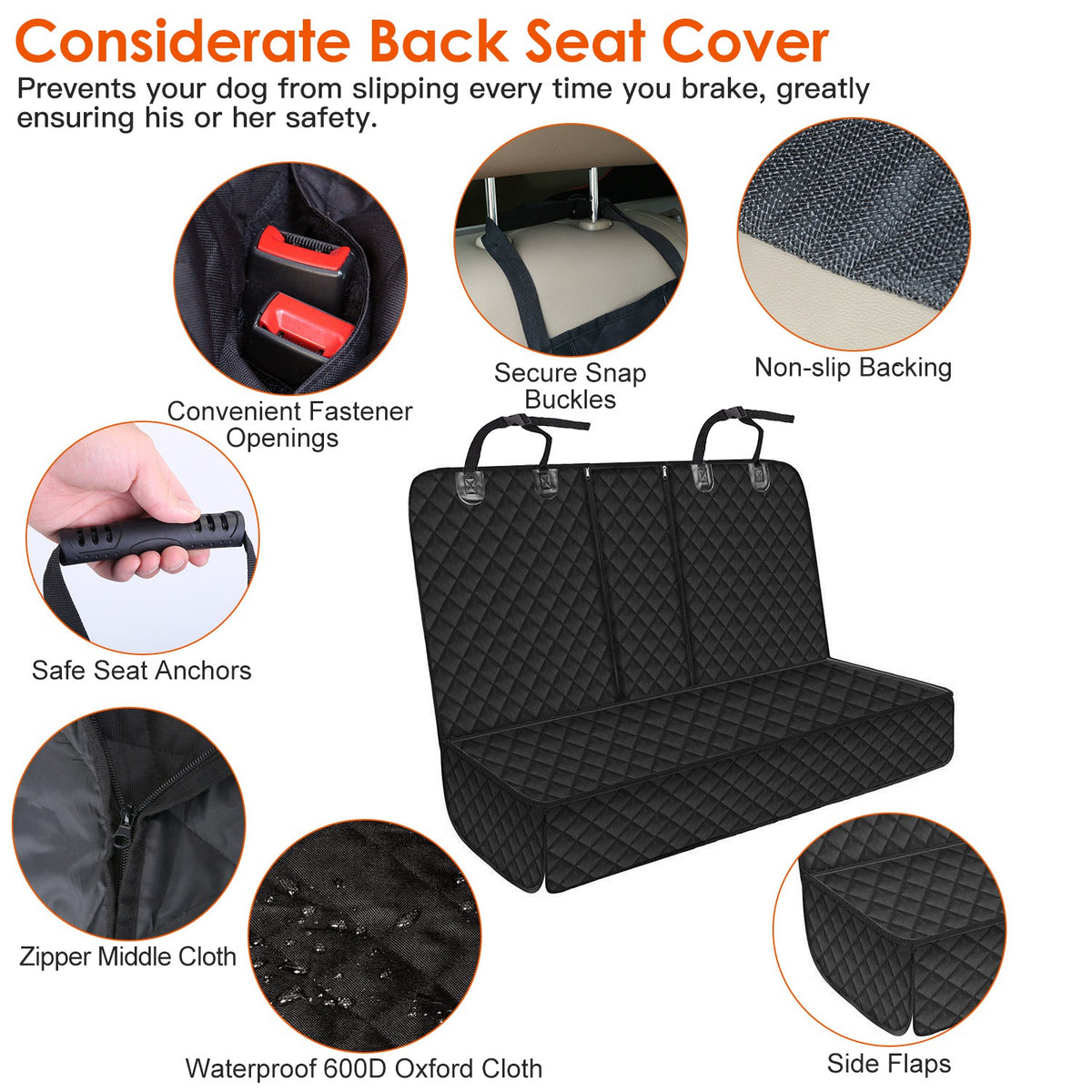 Waterproof Dog Car Seat Cover with Seat Belt — view 6