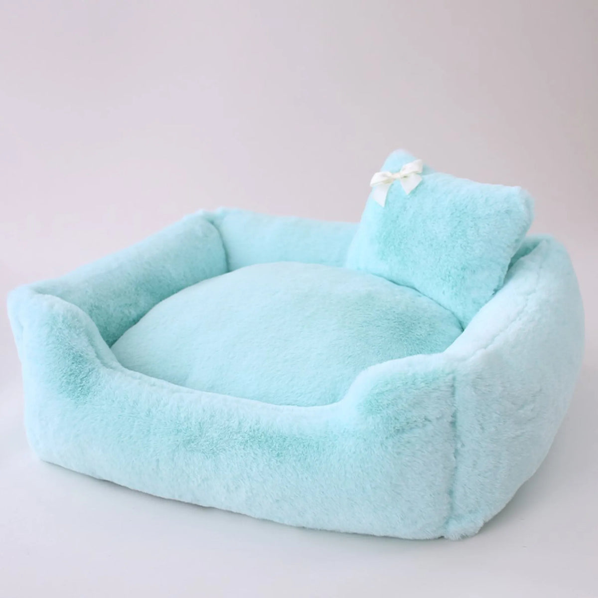 Divine luxury dog bed in Ice, plush bolster bed made in the USA