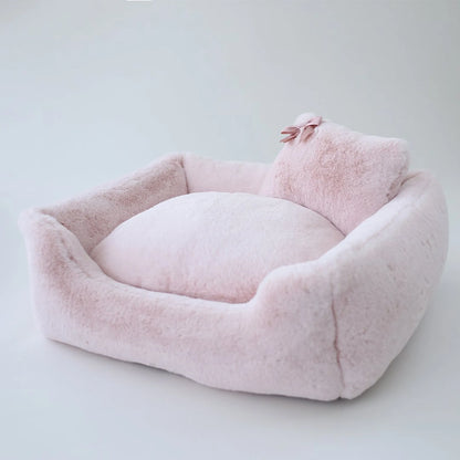 Divine luxury dog bed in Blush, 16 by 19 inch bolster bed for small dogs
