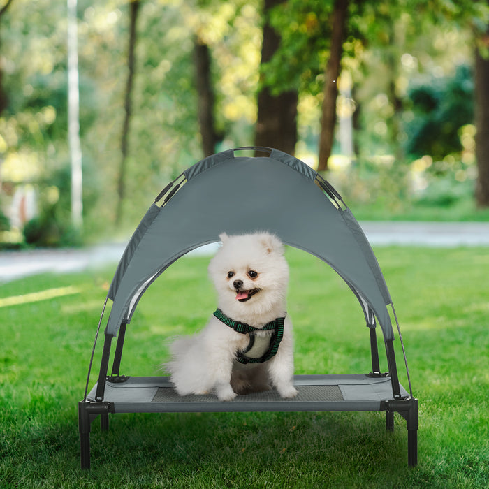 Elevated Outdoor Dog Cot with Canopy for Cool Shade