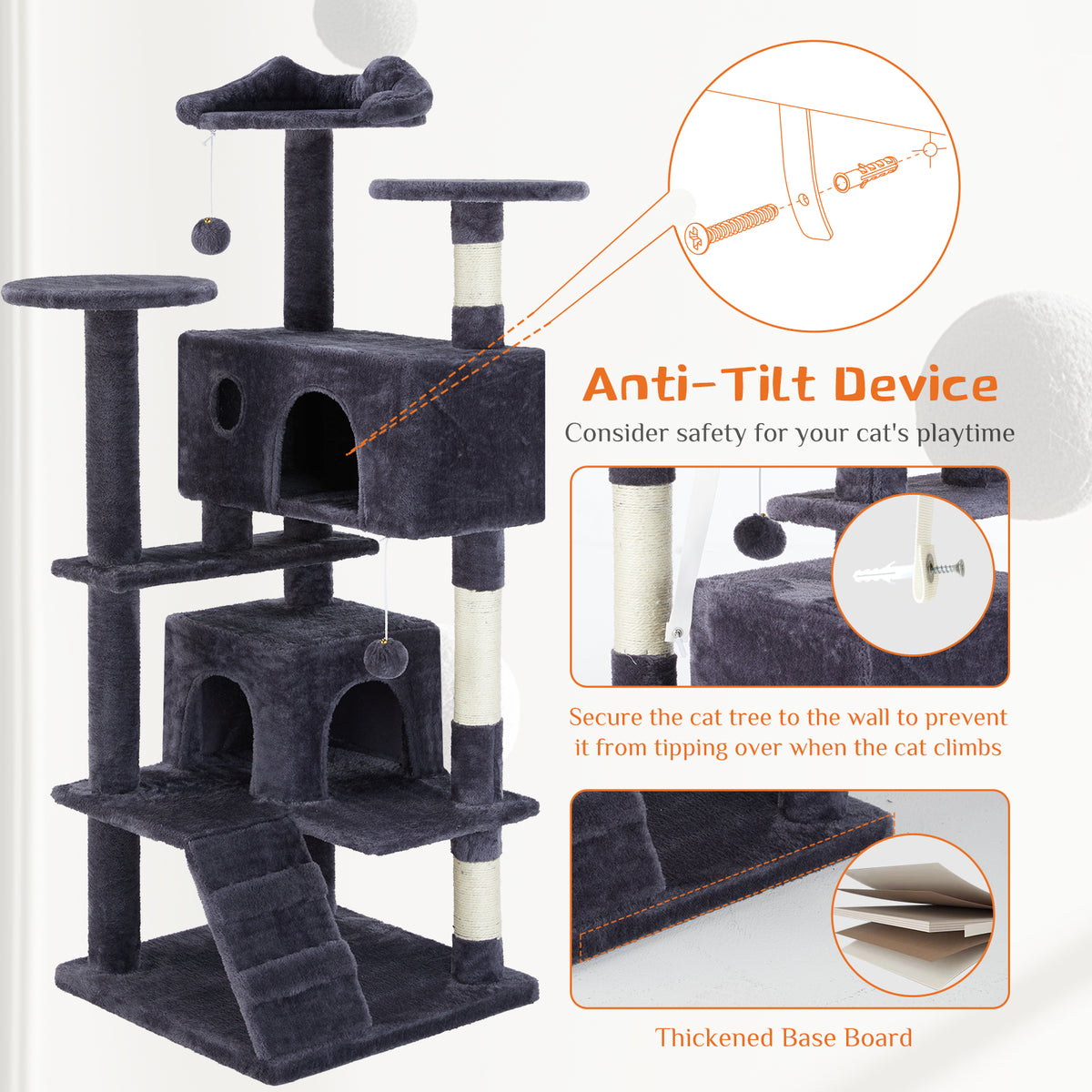Multi-Level Cat Tree Tower with Scratching Condo