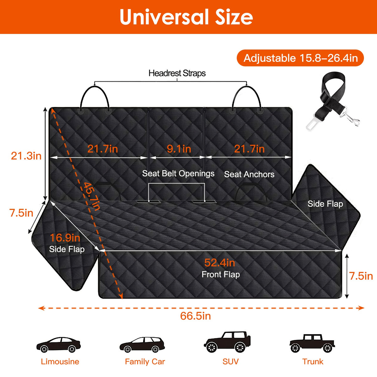 Waterproof Dog Car Seat Cover with Seat Belt — view 2