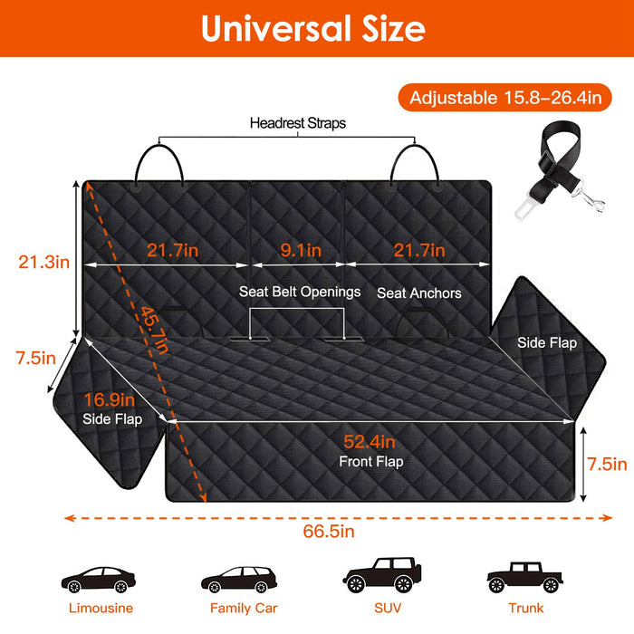 Waterproof Dog Car Seat Cover with Seat Belt — view 2