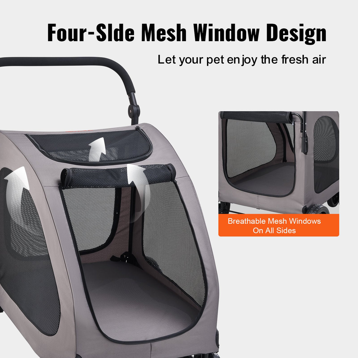 Heavy-Duty 4-Wheel Dog Stroller for Large Dogs, 160 lb Capacity