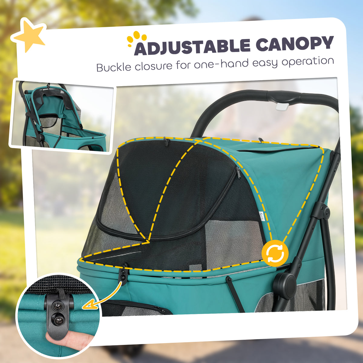 3-Wheel Pet Stroller with One-Click Quick Fold — view 6