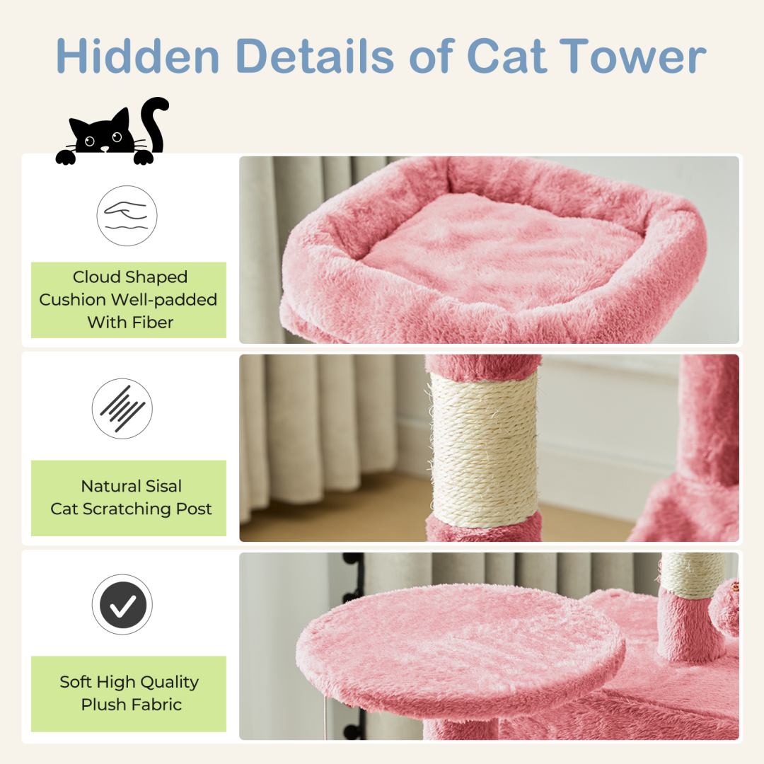 44-Inch Cat Tree Tower with Scratching Posts