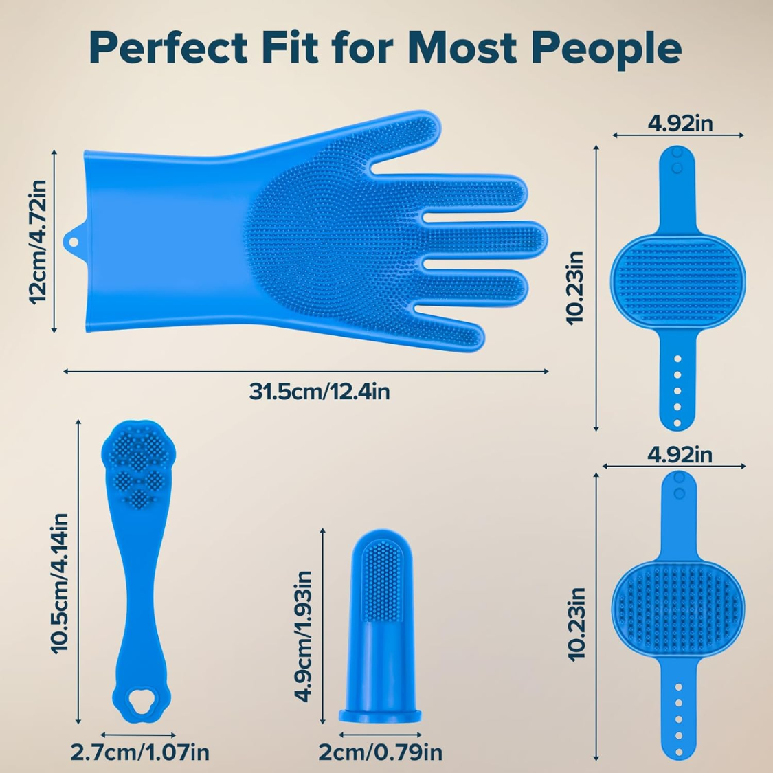6-Piece Pet Grooming and Bath Glove Set - Blue